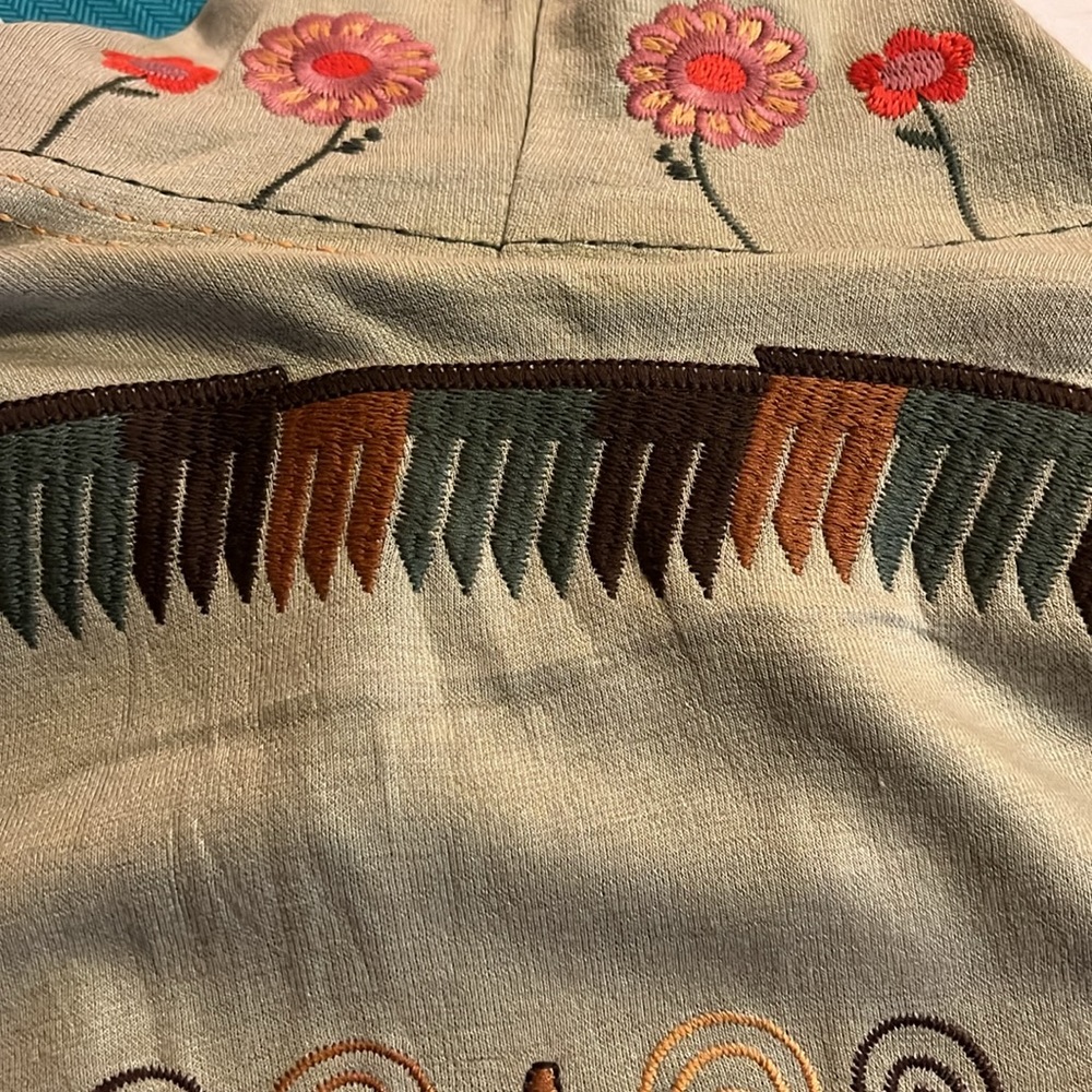 paparazzi Sage Green Hooded Embroidered Cardigan with Pink Floral Accents - Picture 10 of 11